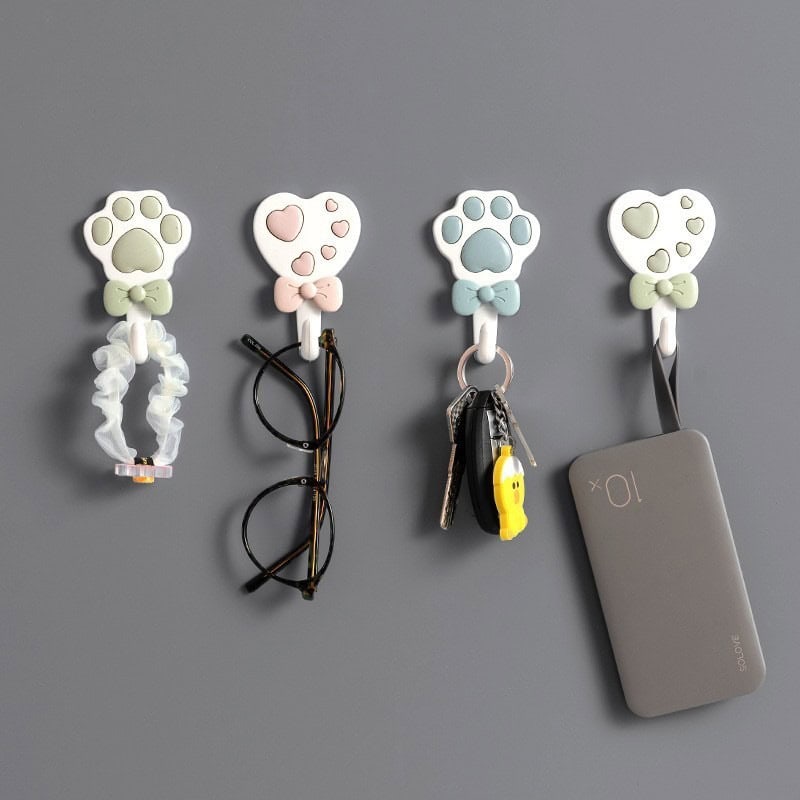 Ganchos Adhesivos de Pared Diseño Huellita y Corazón - Pack x2 Grandes: ¡Organización con un Toque Adorable y Versátil! 🐾❤️✨