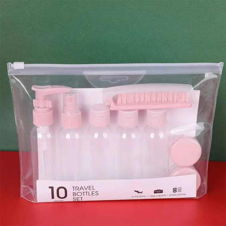 Set de botellas de viaje (10 piezas) ✈️ Ideal para cosméticos, carry on y escapadas cool