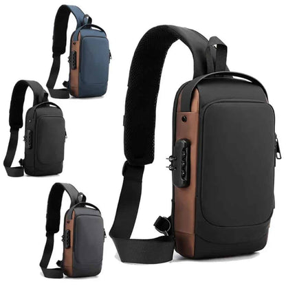 Bolso de hombro impermeable antirrobo con combinación y puerto USB