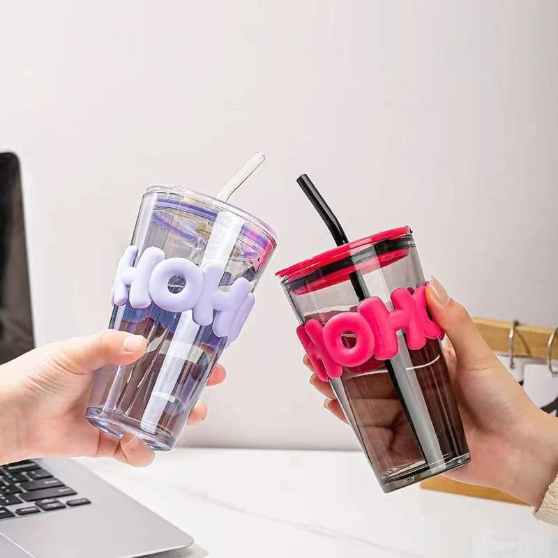 Vaso con tapa y sorbito 450 ml 💥 Diseño divertido, grip 3D y estilo que no se derrama