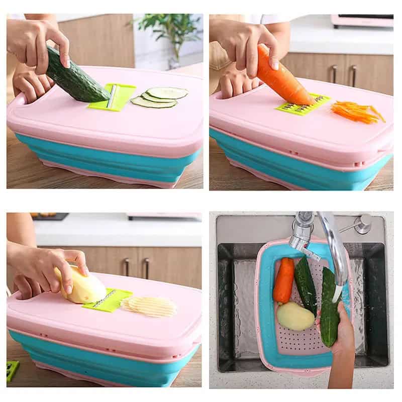 Tabla multifuncional de cocina 3 en 1 ralladores y cuchillos incluidos