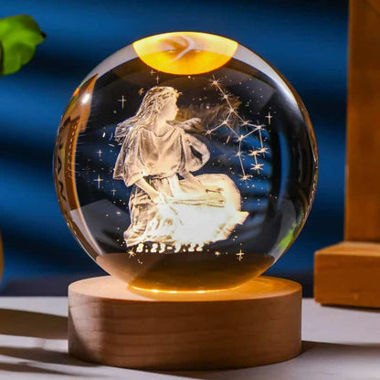 Lámpara de cristal signo zodiacal 🔮 Luz cálida, diseño celestial y tu esencia escrita en estrellas