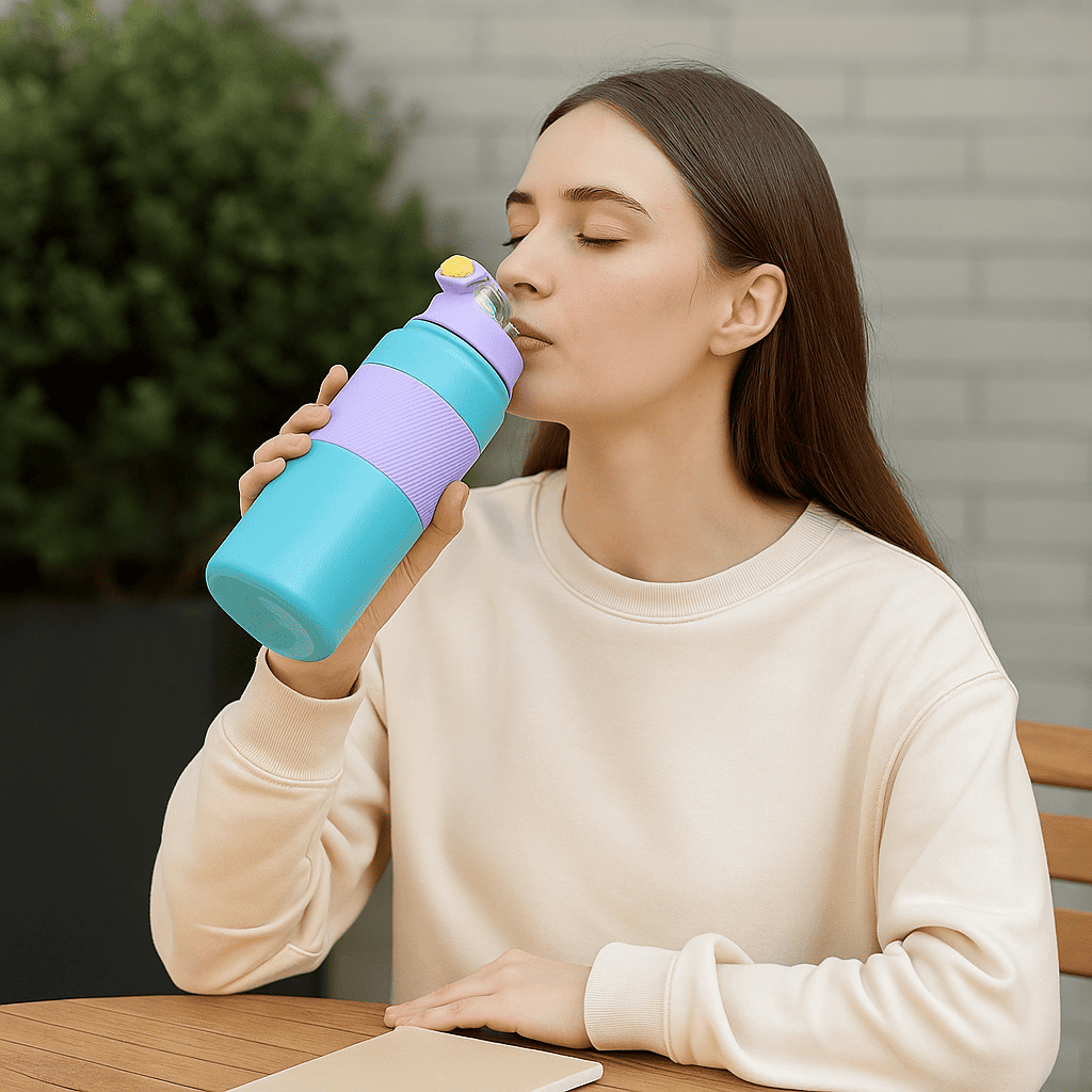 Botella térmica de acero inoxidable 800 ml SUKOKI 🌈 Diseño pastel, tapa a presión y temperatura perfecta por horas