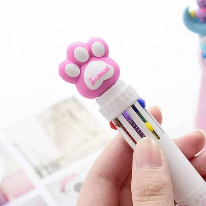 Lapicera Escolar Multicolor de Huellita 10 Colores 🐾 – ¡La Versatilidad en un Solo Accesorio! 🌈🖊️