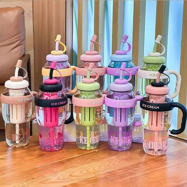 Vaso de plástico 1,2L 🍧 Diseño Ice Cream, colores pastel y capacidad XXL para refrescarte con onda