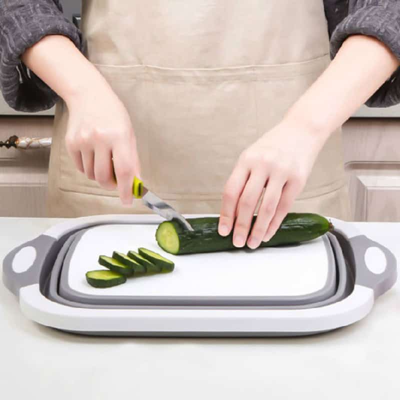 Tabla de cortar plegable con colador