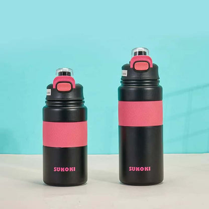 Botella térmica de acero inoxidable 800 ml SUKOKI 🌈 Diseño pastel, tapa a presión y temperatura perfecta por horas