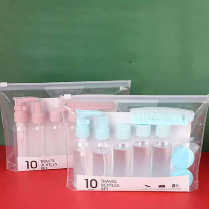 Set de botellas de viaje (10 piezas) ✈️ Ideal para cosméticos, carry on y escapadas cool