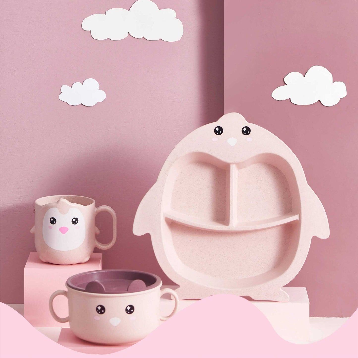 Set de alimentación para bebés y niños Pingüino