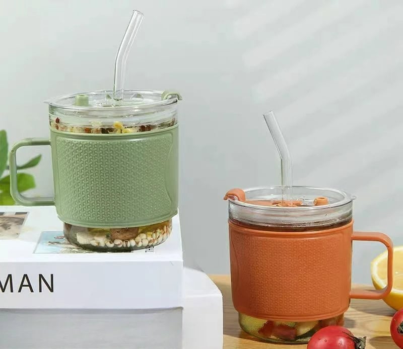 Taza de vidrio con sorbito 🧋 Elegante, cómoda y lista para mimarte en cada trago