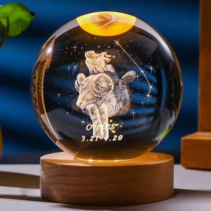 Lámpara de cristal signo zodiacal 🔮 Luz cálida, diseño celestial y tu esencia escrita en estrellas