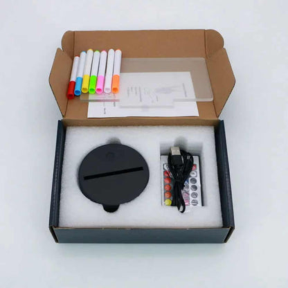 Lámpara pizarra LED RGB ✍️ Escribí con luz, cambiá colores y borrá lo que quieras