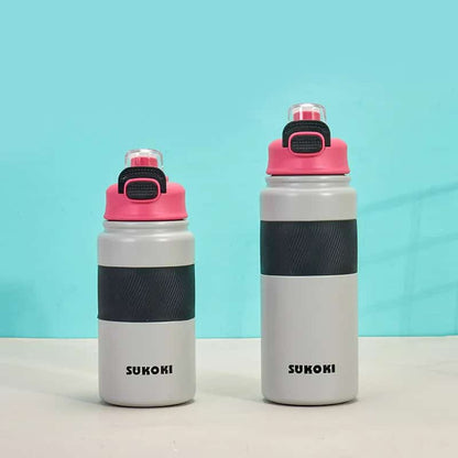 Botella térmica de acero inoxidable 800 ml SUKOKI 🌈 Diseño pastel, tapa a presión y temperatura perfecta por horas