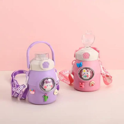 Botella de acero termica infantil  y personajes 3D 🥰 – Con correa y detalles intercambiables