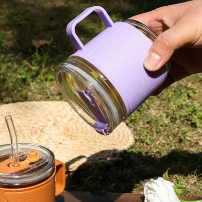 Taza de vidrio con sorbito 🧋 Elegante, cómoda y lista para mimarte en cada trago