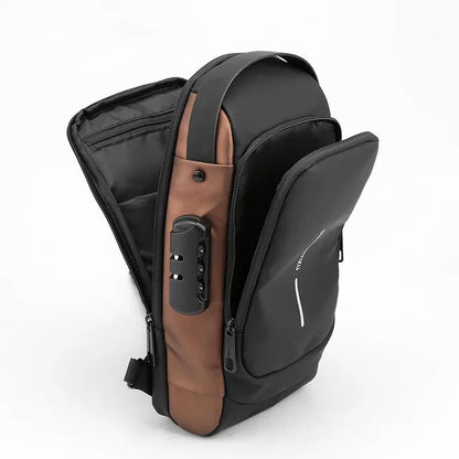 Bolso de hombro impermeable antirrobo con combinación y puerto USB