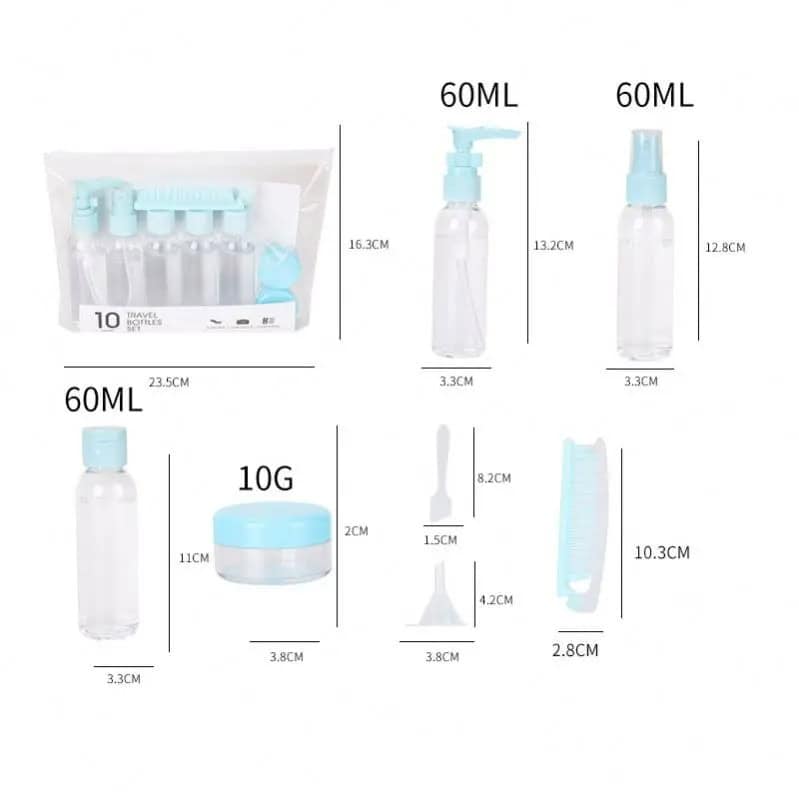 Set de botellas de viaje (10 piezas) ✈️ Ideal para cosméticos, carry on y escapadas cool