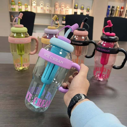 Vaso de plástico 1,2L 🍧 Diseño Ice Cream, colores pastel y capacidad XXL para refrescarte con onda