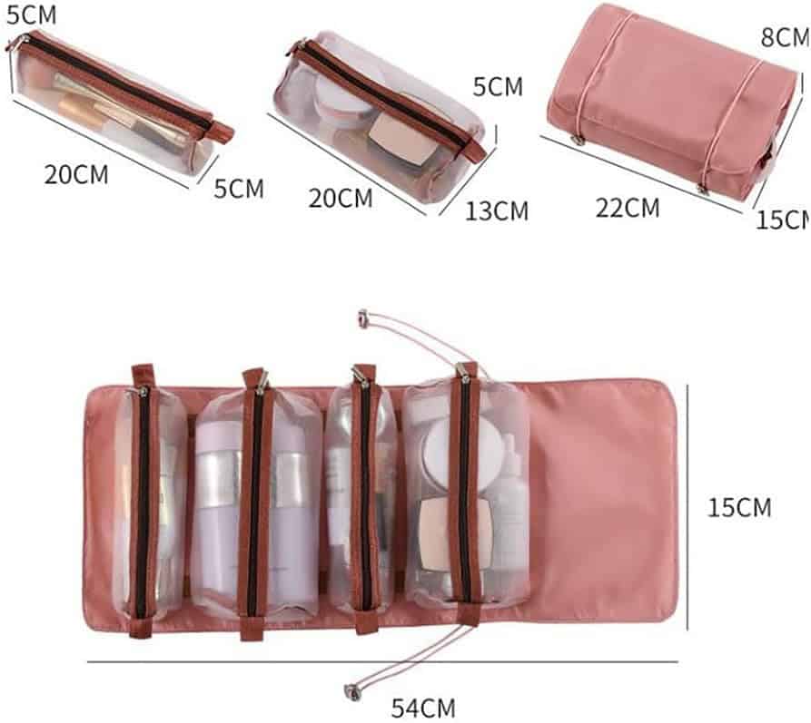 Neceser portacosméticos plegable 4 compartimientos desmontables