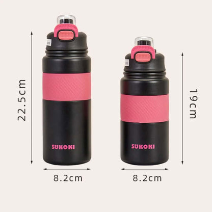 Botella térmica de acero inoxidable 800 ml SUKOKI 🌈 Diseño pastel, tapa a presión y temperatura perfecta por horas