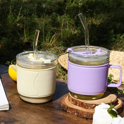 Taza de vidrio con sorbito 🧋 Elegante, cómoda y lista para mimarte en cada trago