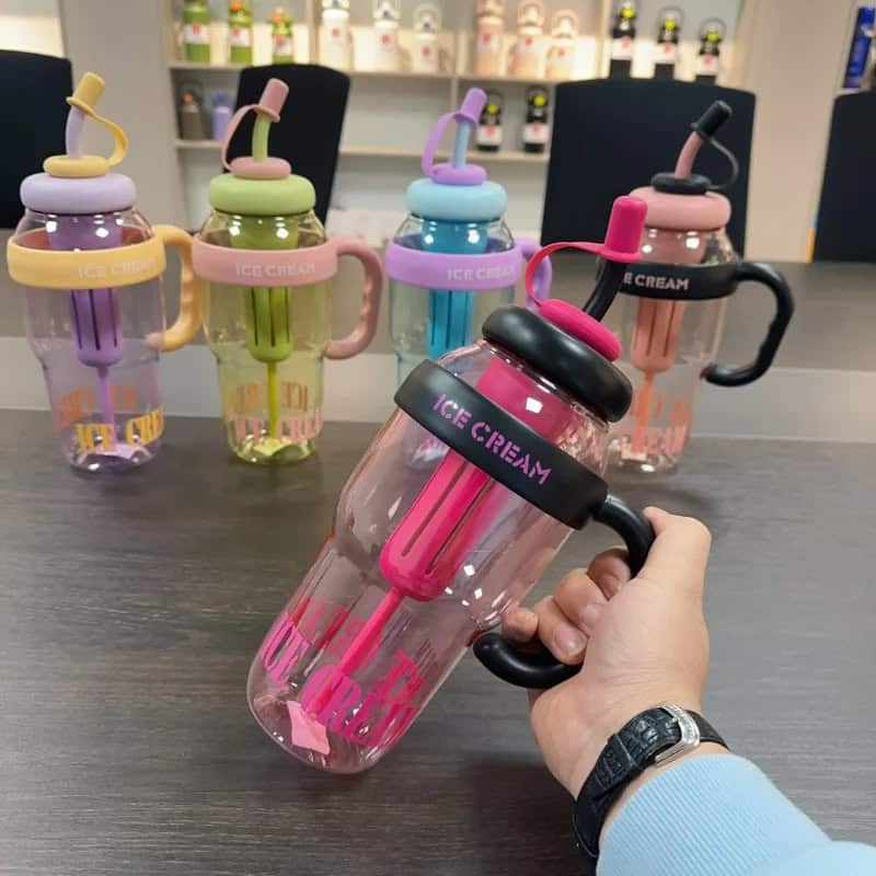 Vaso de plástico 1,2L 🍧 Diseño Ice Cream, colores pastel y capacidad XXL para refrescarte con onda