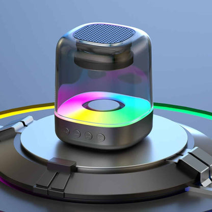 Parlante Bluetooth E-3052 – Diseño transparente, sonido envolvente y luces LED RGB