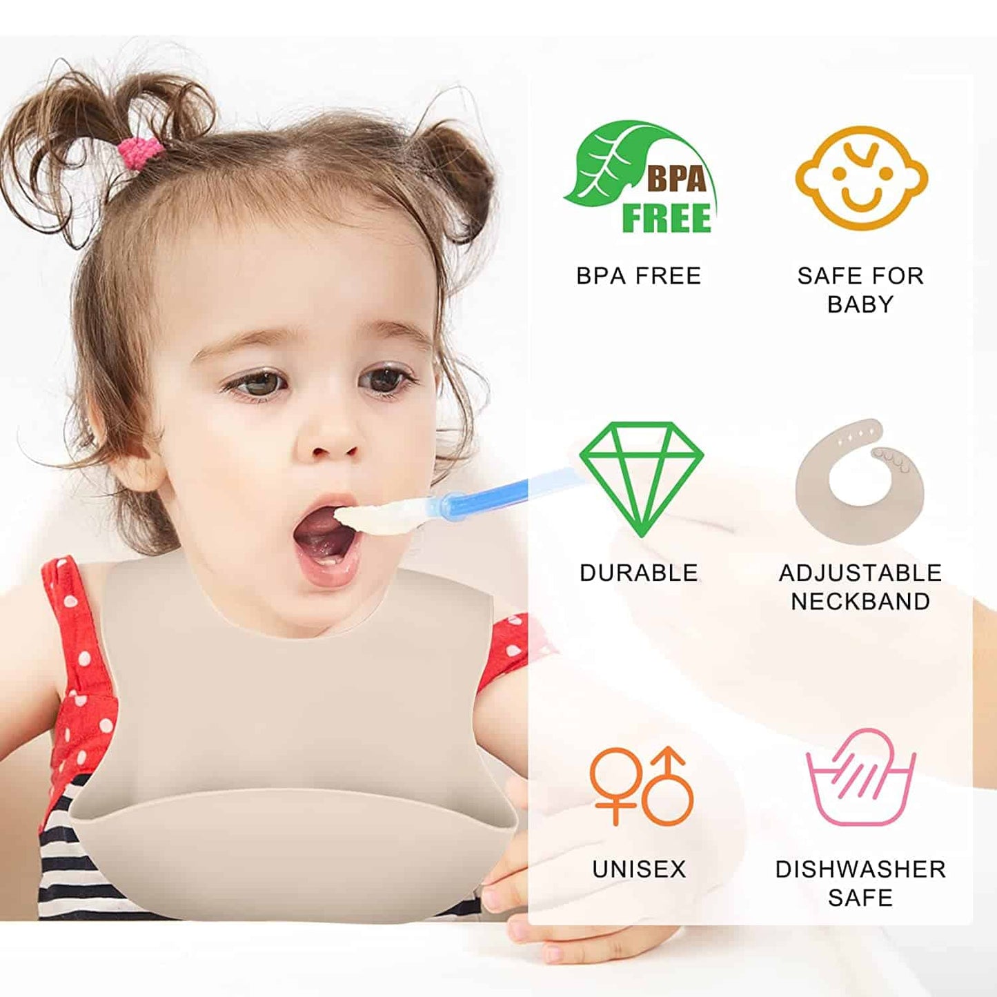 Babero de silicona con bolsillo recolector de comida