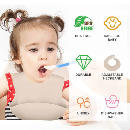 Babero de silicona con bolsillo recolector de comida