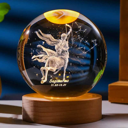 Lámpara de cristal signo zodiacal 🔮 Luz cálida, diseño celestial y tu esencia escrita en estrellas