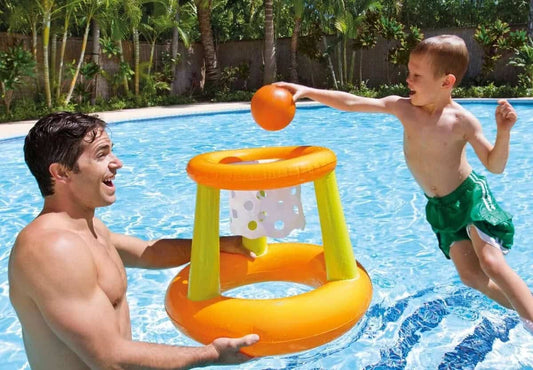 Aro de básquet inflable con pelota