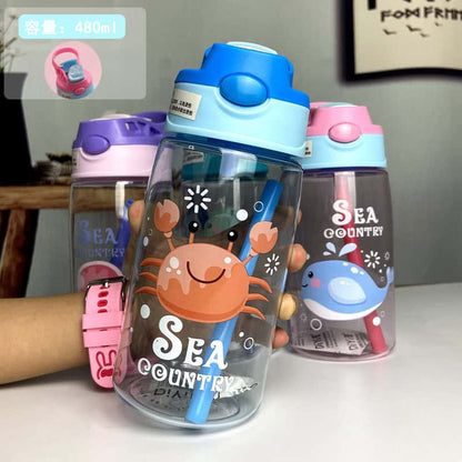 Botella infantil con sorbito animales del oceano 480 ml