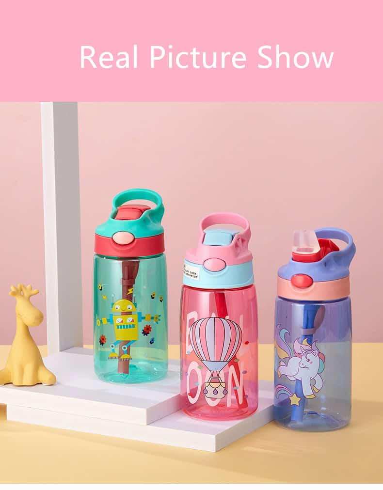 Botella infantil con sorbito animales del oceano 480 ml