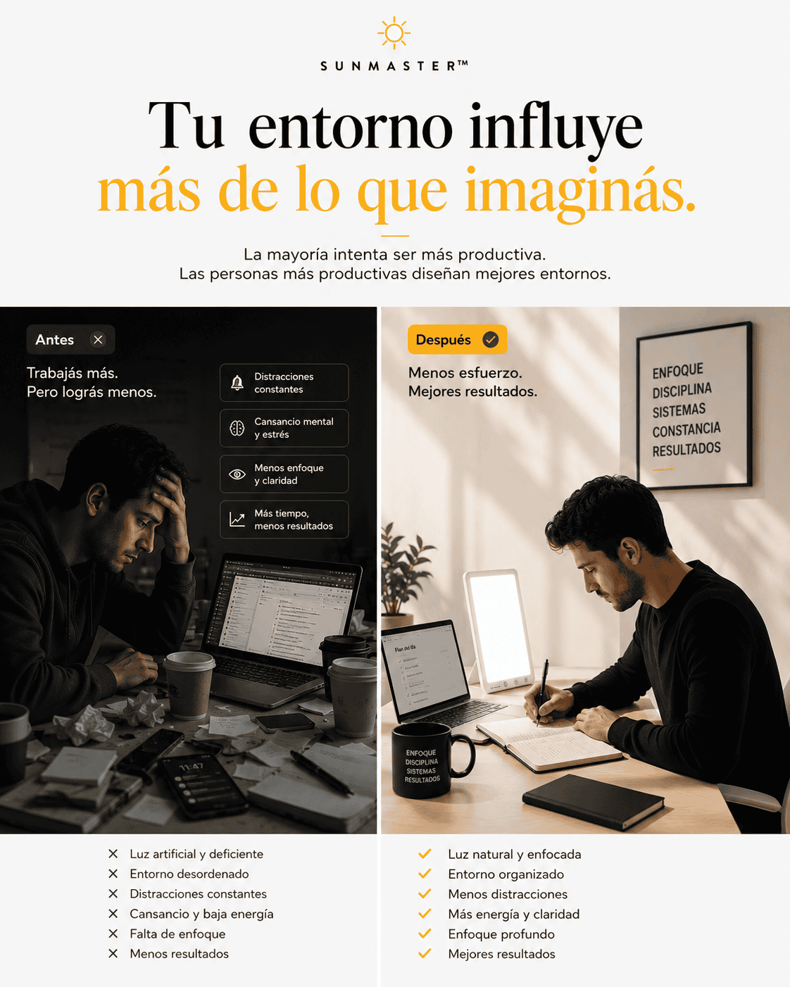SunMaster | Lámpara Daylight para Productividad y Enfoque