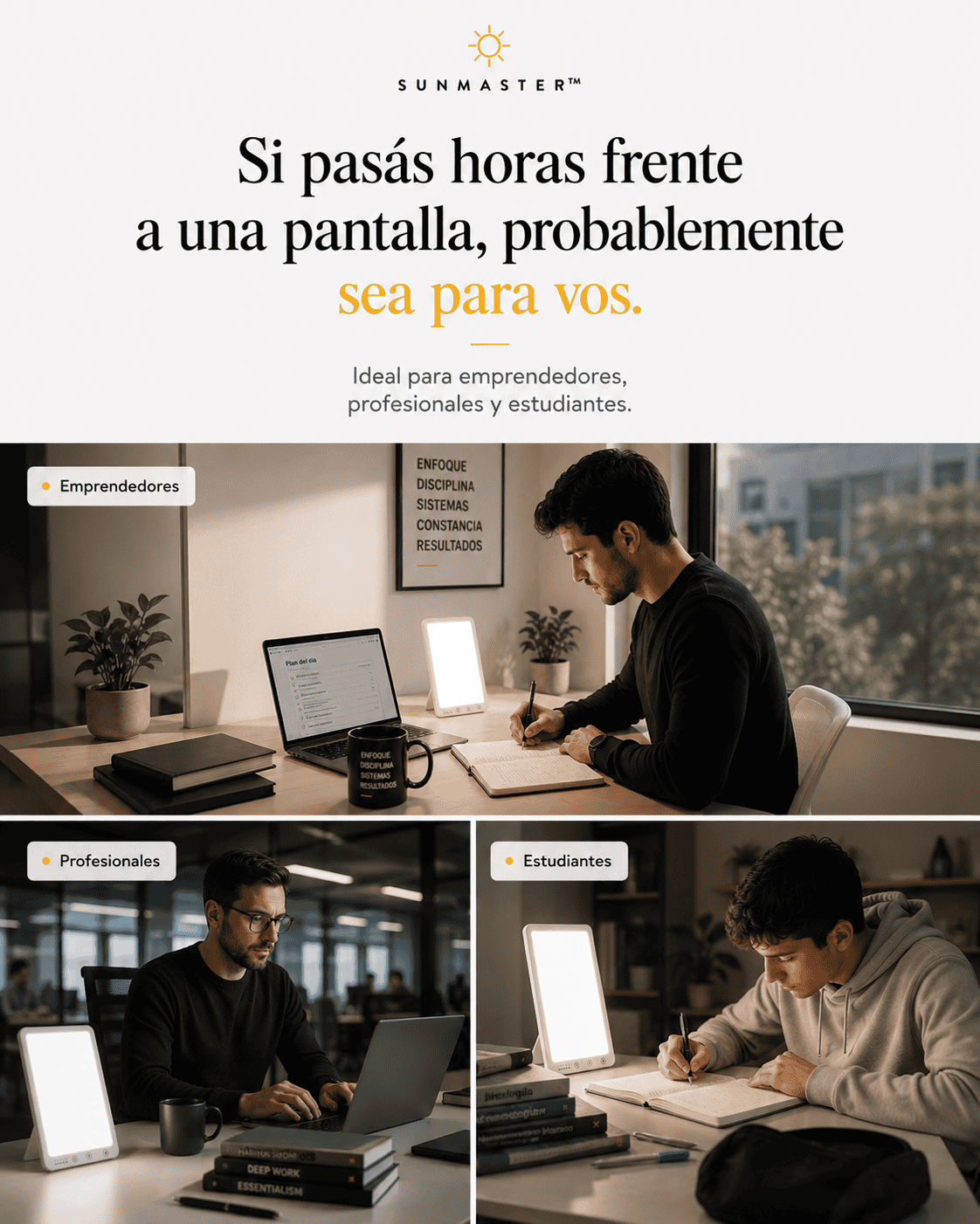 SunMaster | Lámpara Daylight para Productividad y Enfoque