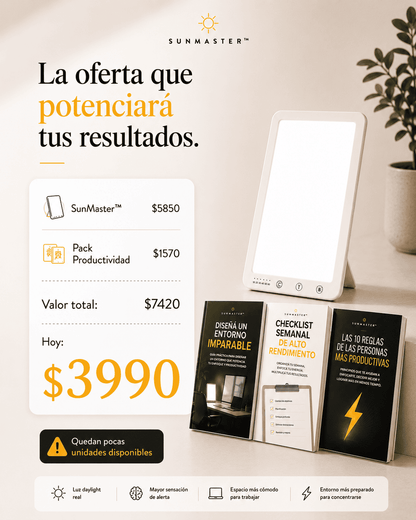 SunMaster | Lámpara Daylight para Productividad y Enfoque
