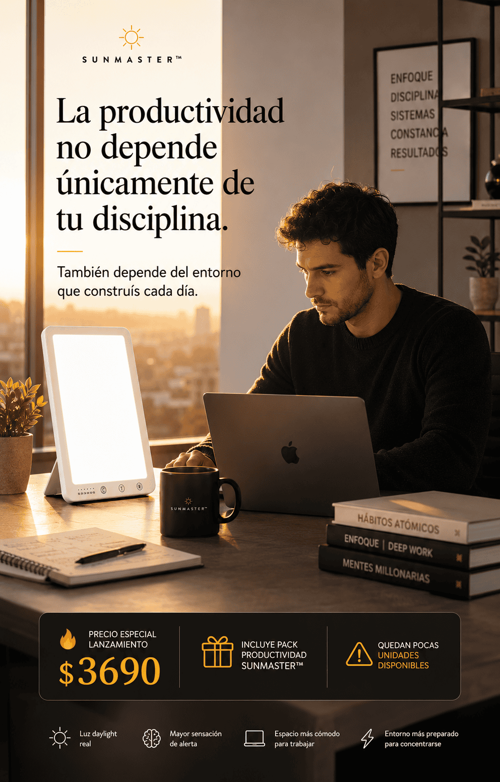 SunMaster | Lámpara Daylight para Productividad y Enfoque
