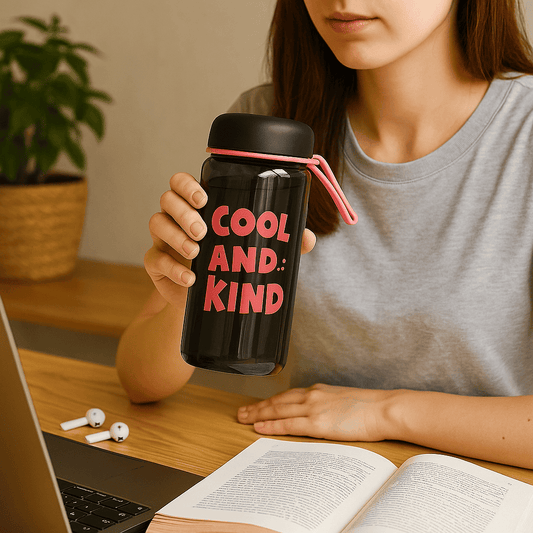 Botella de plástico 500 ml “Cool and Kind” 💧 Liviana, reutilizable y con mensaje que inspira