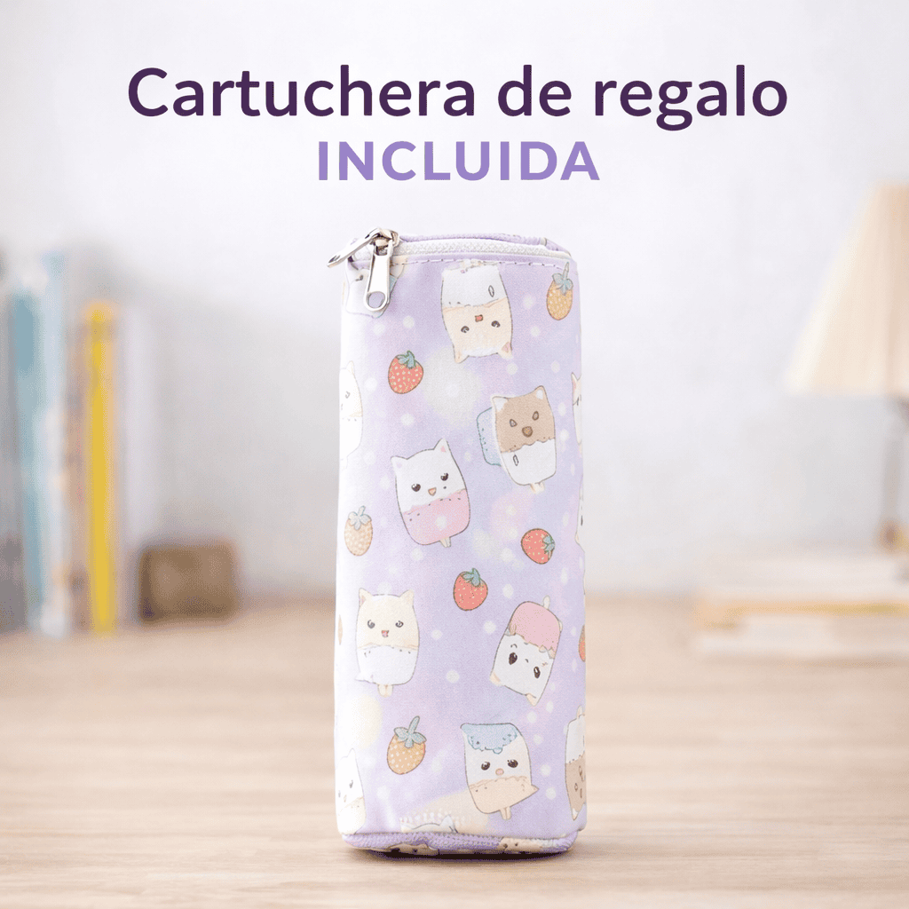 Set de 2 Piezas Mochila Escolar de Gato Cartoon + Cartuchera 😻