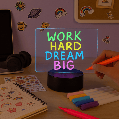 Lámpara pizarra LED RGB ✍️ Escribí con luz, cambiá colores y borrá lo que quieras