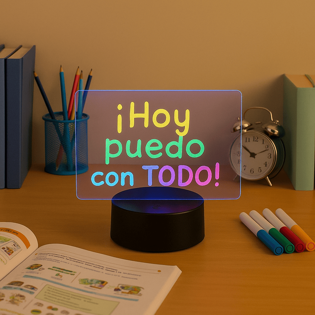 Lámpara pizarra LED RGB ✍️ Escribí con luz, cambiá colores y borrá lo que quieras