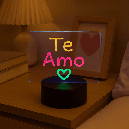 Lámpara pizarra LED RGB ✍️ Escribí con luz, cambiá colores y borrá lo que quieras