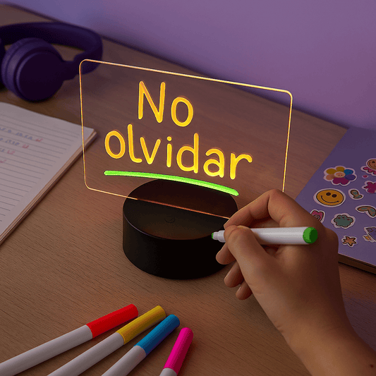 Lámpara pizarra LED RGB ✍️ Escribí con luz, cambiá colores y borrá lo que quieras