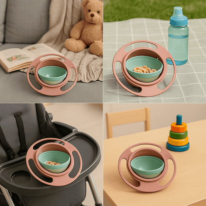 Bowl mágico antiderrame para bebés – Gira 360° y evita derrames mientras comen jugando