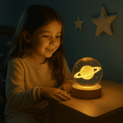Lámpara de cristal con base de madera 💡 Diseños 3D iluminados