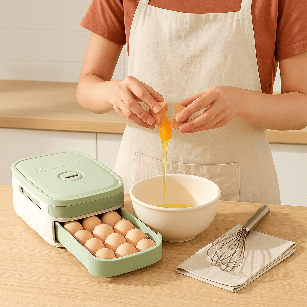 Organizador de huevos con cajón deslizable 🥚 – Capacidad para 18 unidades y diseño apilable