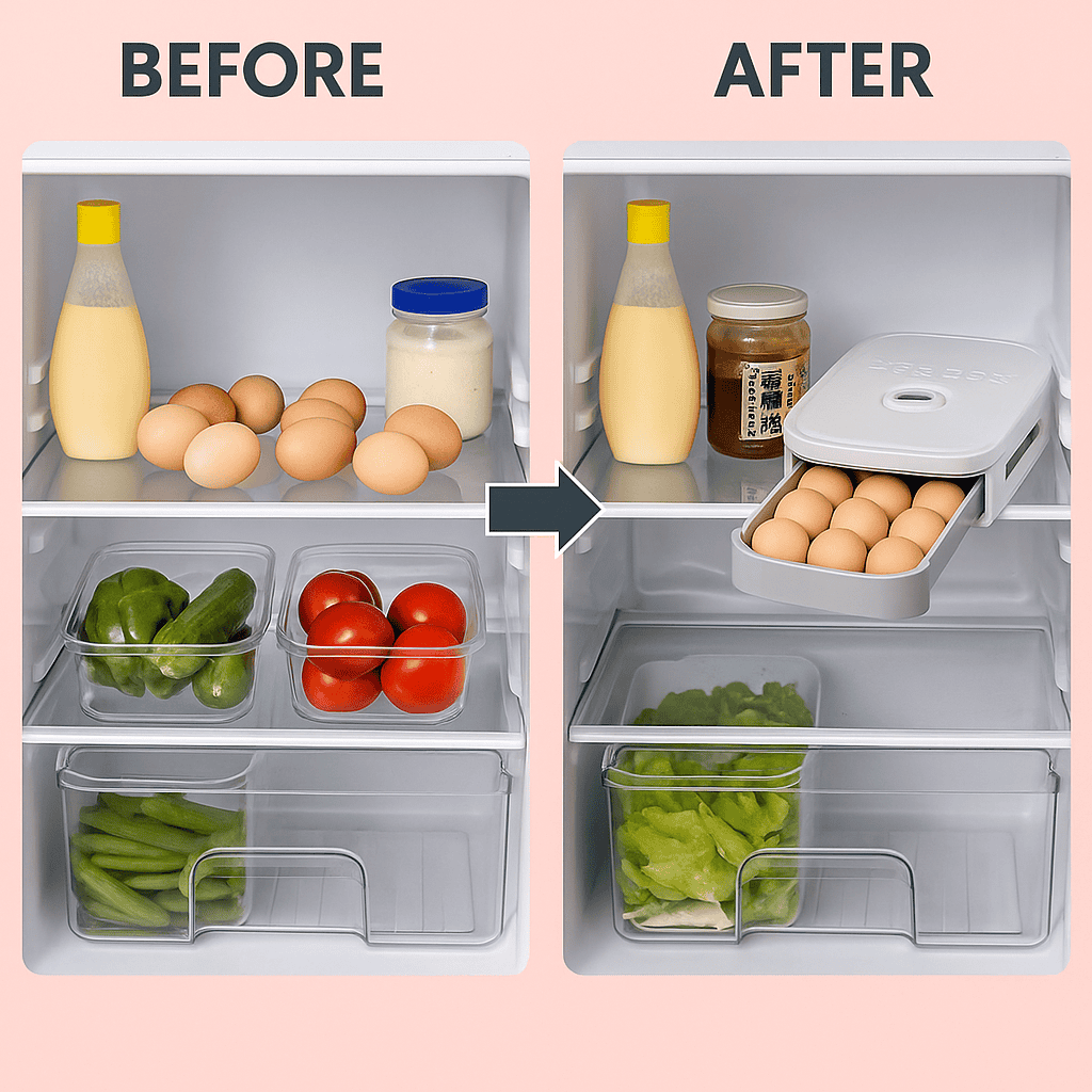Organizador de huevos apilable para 36 huevos 🥚 Más orden, más frescura y cero derrames en tu heladera