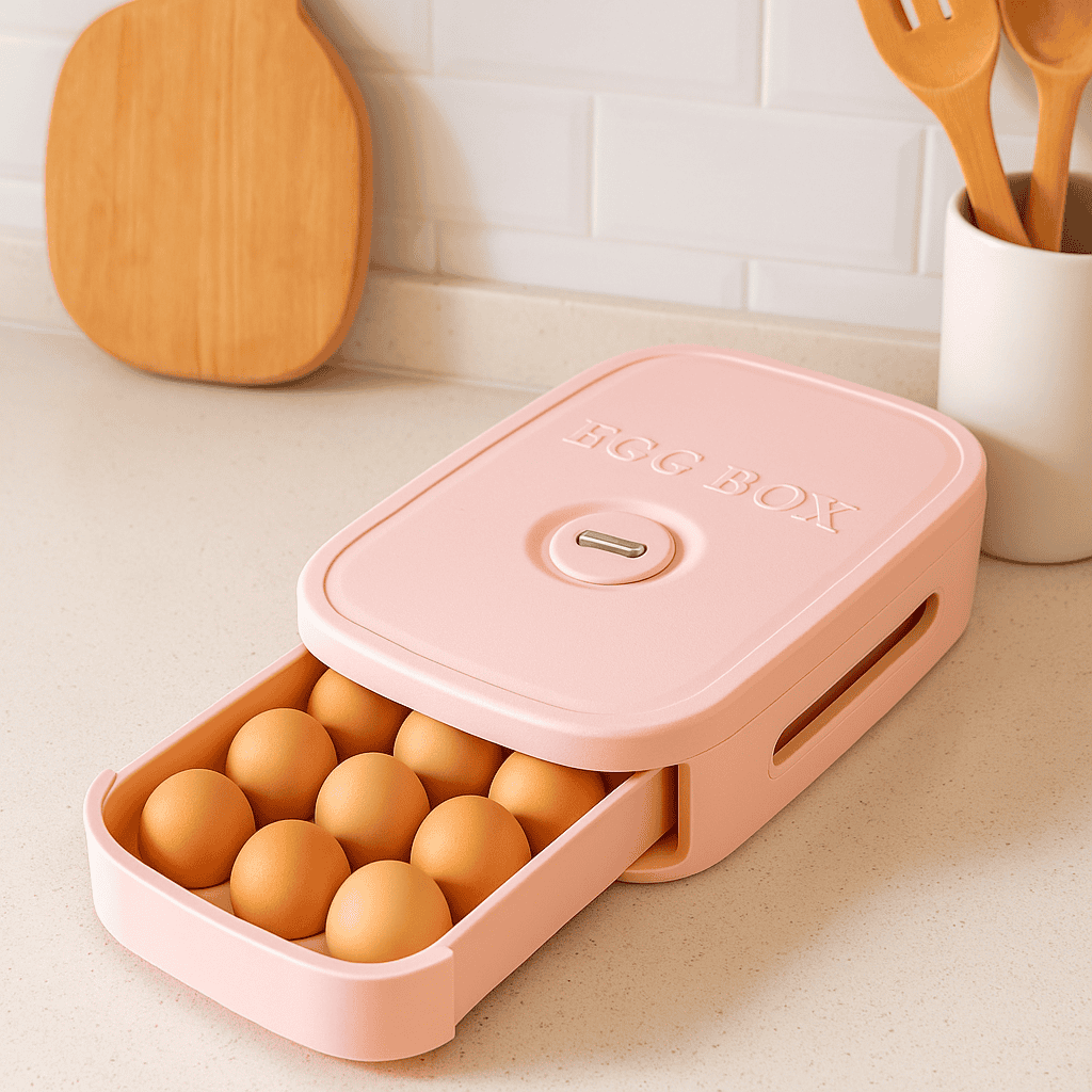 Organizador de huevos con cajón deslizable 🥚 – Capacidad para 18 unidades y diseño apilable