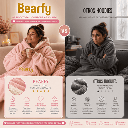 Hoodie Térmico Oversize Rosa para Mujer Bearfy™ - Abrigo Premium