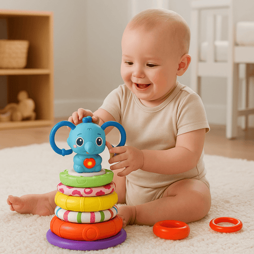 Torre Elefante apilable musical 🧠 Ideal para bebés curiosos que no paran de explorar